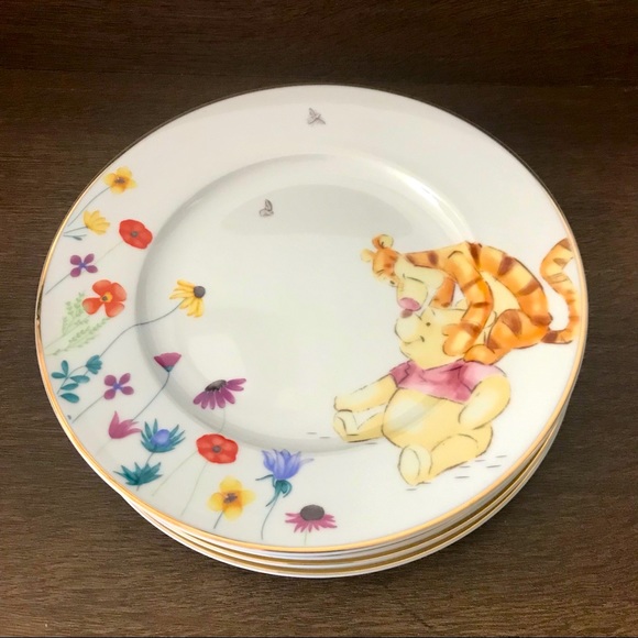 Disney Other - Winnie the Pooh Golden Flowers Salad Plates (4)